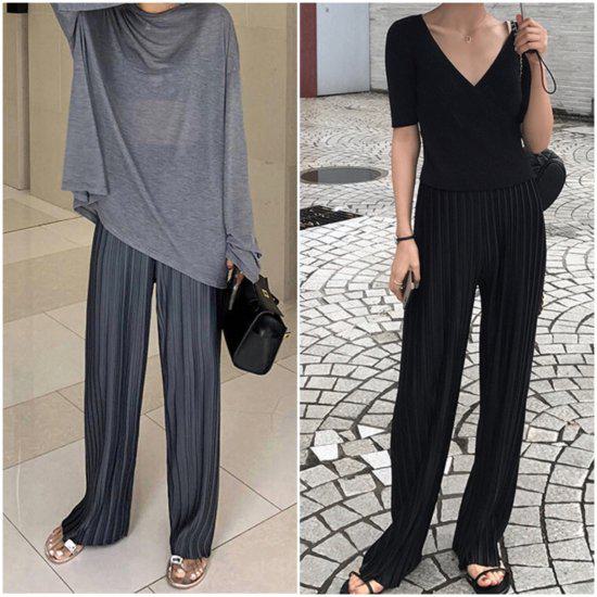 パンツ プリーツ ロング レディース おしゃれ 大きいサイズ ワイドパンツ ルーズフィット ウエストゴム ヘビロテ 無地 シンプル 光沢感 高級感 きれいめ 上品 かわいい 高見えパンツ プリーツ ロ